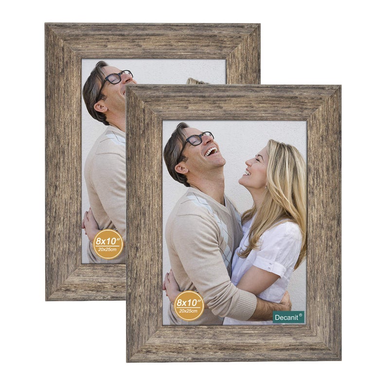 DECANIT 8x10 Picture Frames Rustic Distressed White Wood Pattern High Definition Glass for Table Top Display and Wall Mounting Photo Frameï¼ŒPack of 2 - Image 1